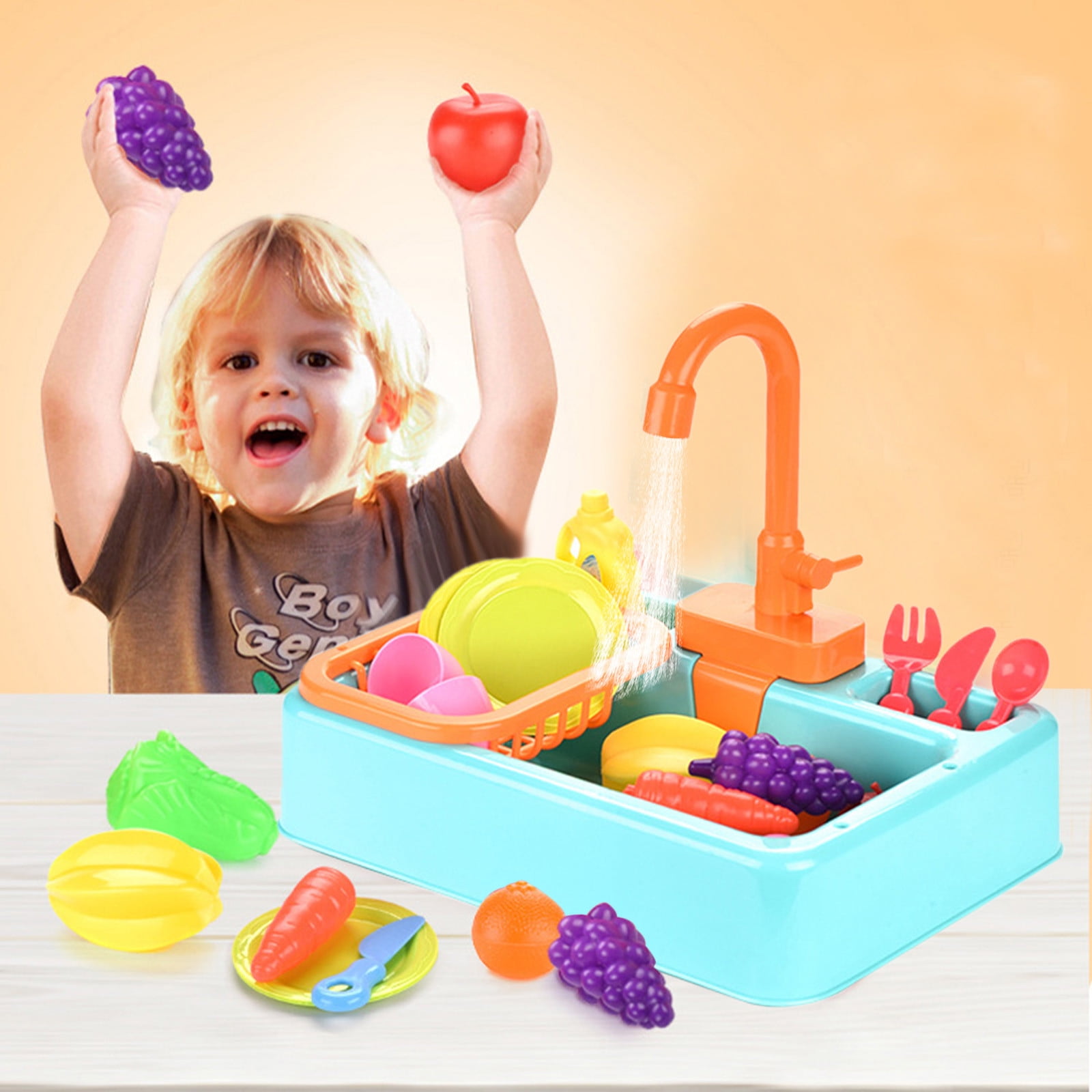 Évier Jouet Cuisine Pour Enfants – Avec Eau Courante Automatique Et Accessoires Réalistes – Jeu D'imitation Pour Filles Et Garçons 3-6 Ans - 9