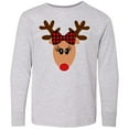 thumbnail image 3 of Inktastic Cute Girl Reindeer with Buffalo Plaid Bow Long Sleeve Youth T-Shirt, 3 of 5