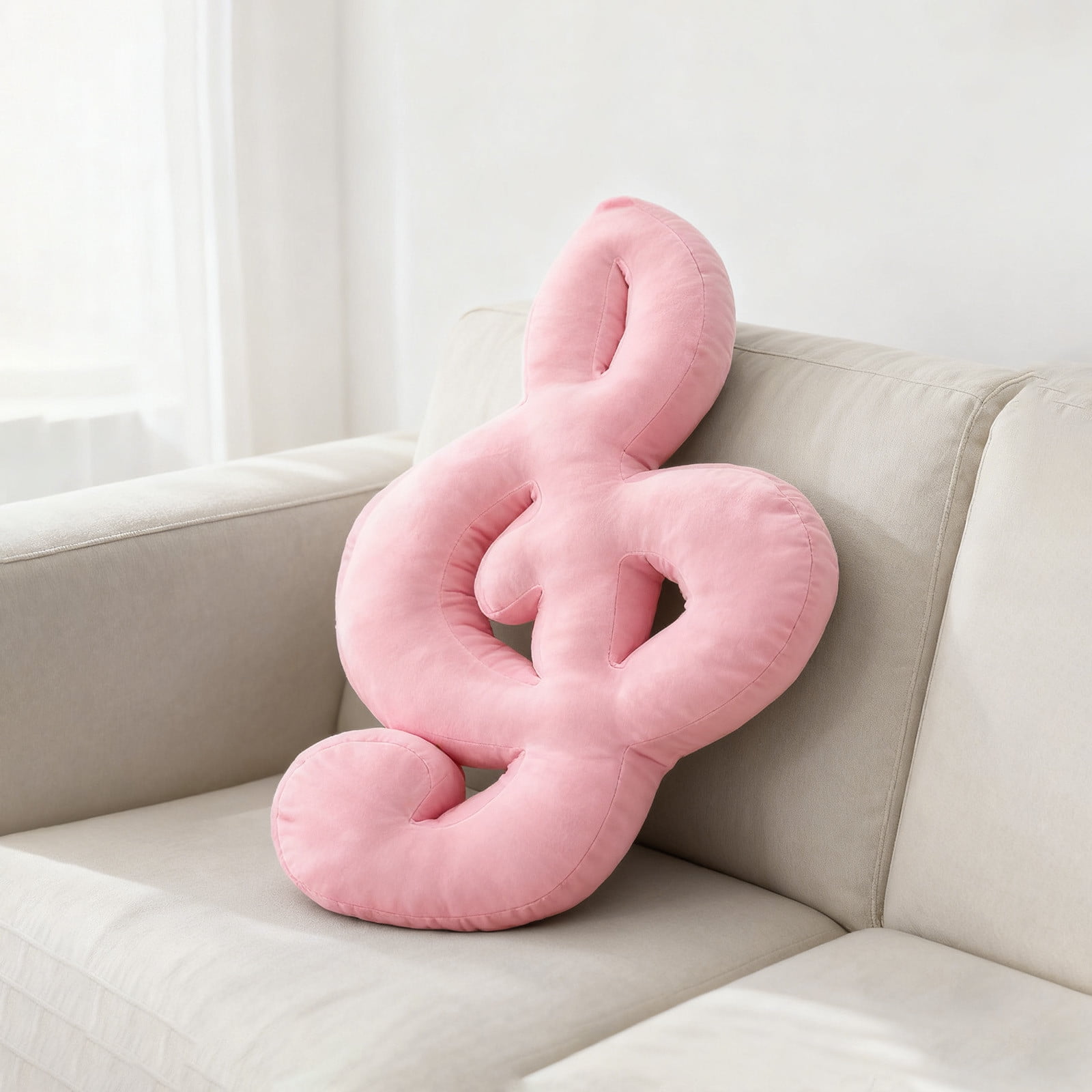 Musical Note Decorative Throw Pillow Soft Plush Cushion for Couches Beds Ergonomic Lumbar Support Kawaii Design for Music Lovers Teens Present,Pink