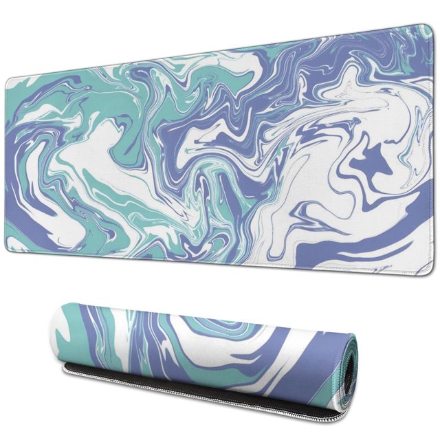 Ergonomic Blue & White Wave Gaming Mouse Pad - XL, Stitched Edges, Non-Slip