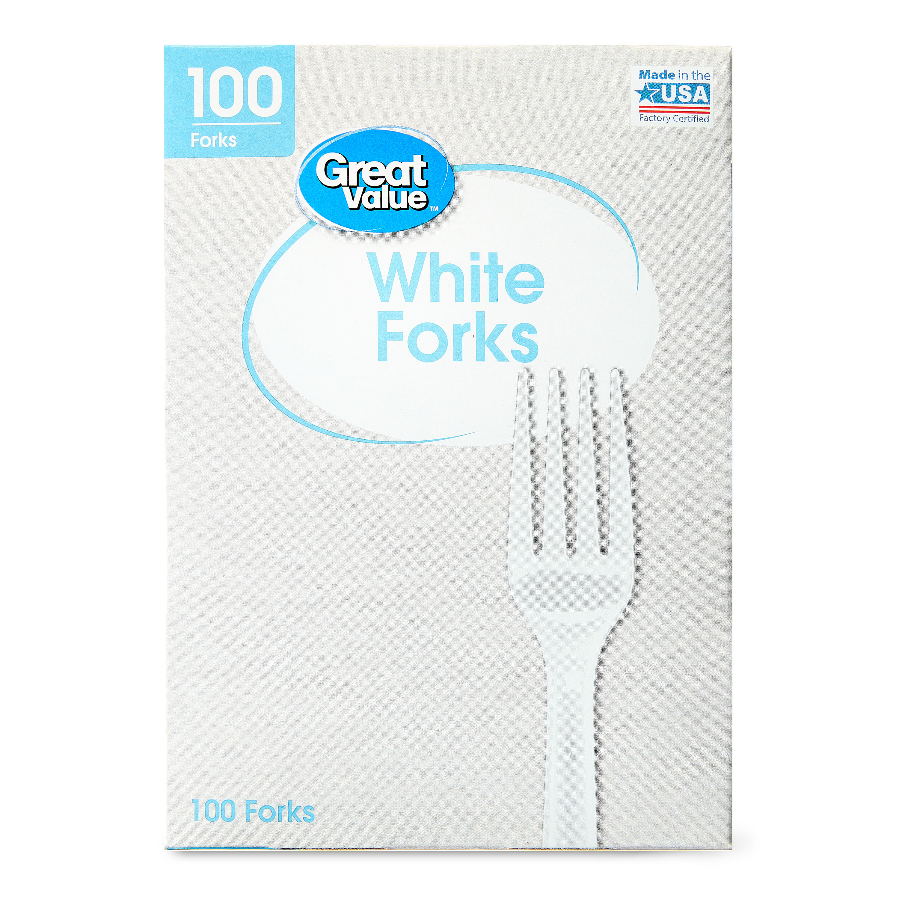 Great Value Everyday Disposable Plastic Forks, White, 100 Count - image 3 of 8
