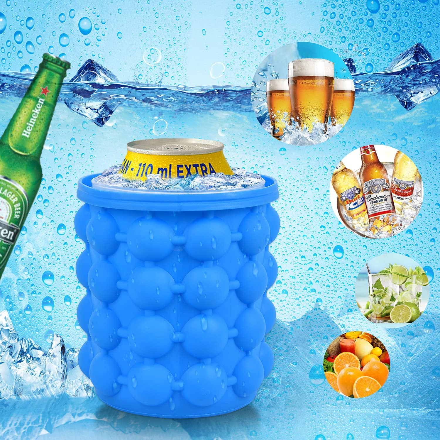 1pc Silicone Ice Bucket Cup Mold Ice Cubes Tray Food Grade Quickly Freeze  Creative Design Frozen Drink Maker For Whiskey Beer - Buckets, Coolers & Ice  Bags - AliExpress