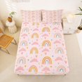 thumbnail image 4 of Manfei Kawaii Rainbow Bed Sheets, Graffiti Love Heart Full Size Sheets, Pink, 4pcs, 1 Flat Sheet, 1 Fitted Sheet and 2 Pillowcases, 4 of 6