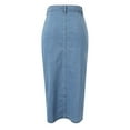 thumbnail image 5 of Ediodpoh Jean Skirt Long Women's Clothing Button Irregular Slit Denim High Waist Long Skirt Casual Women's Skirts Blue XS, 5 of 8