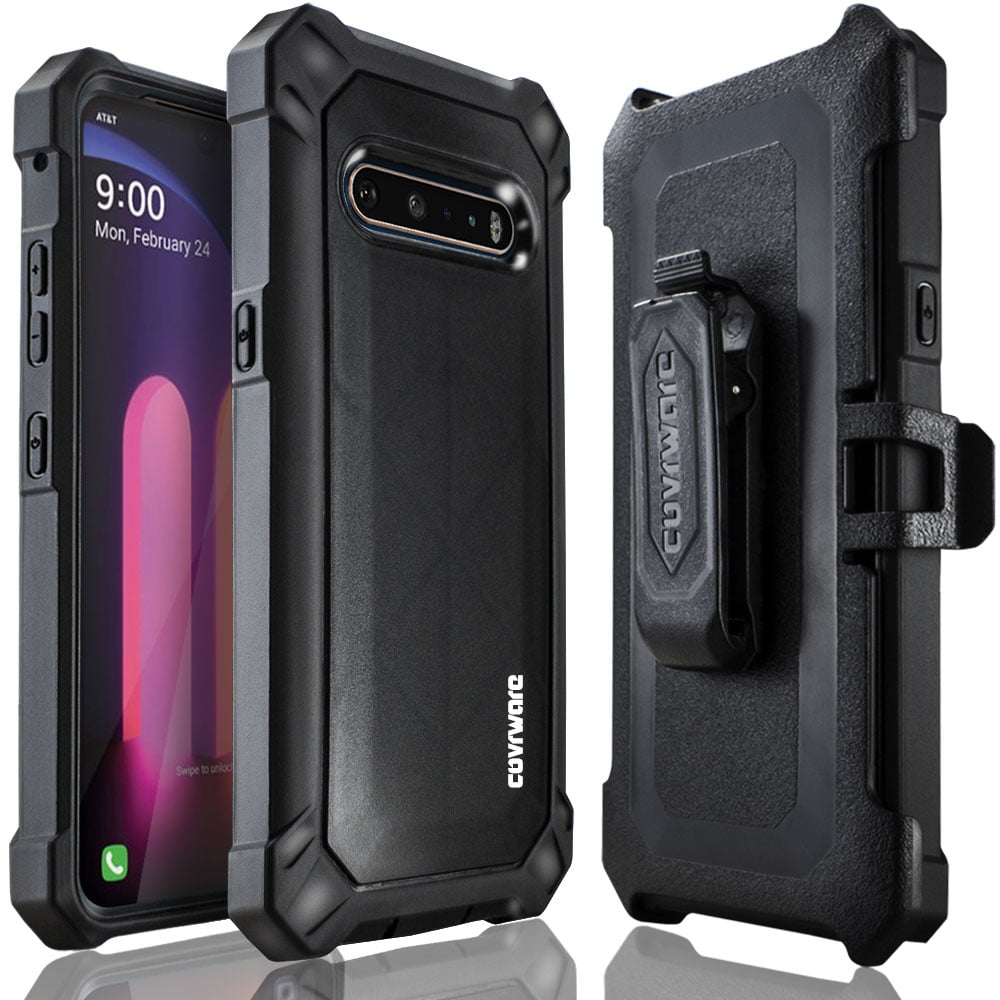 Black SUPCASE Unicorn Beetle Pro Series Case Designed for LG V60 ThinQ 2020 Release ,Full-Body Rugged Holster & Kickstand Case with Built-in Screen Protector