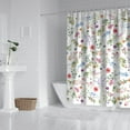 thumbnail image 3 of Floral Shower Curtain Watercolor Botanical Bathroom Decor Rustic Flower Design Fabric Bath Curtain for Tub Country Style Home Accessories with Hooks，72x84in(180*210cm), 3 of 5