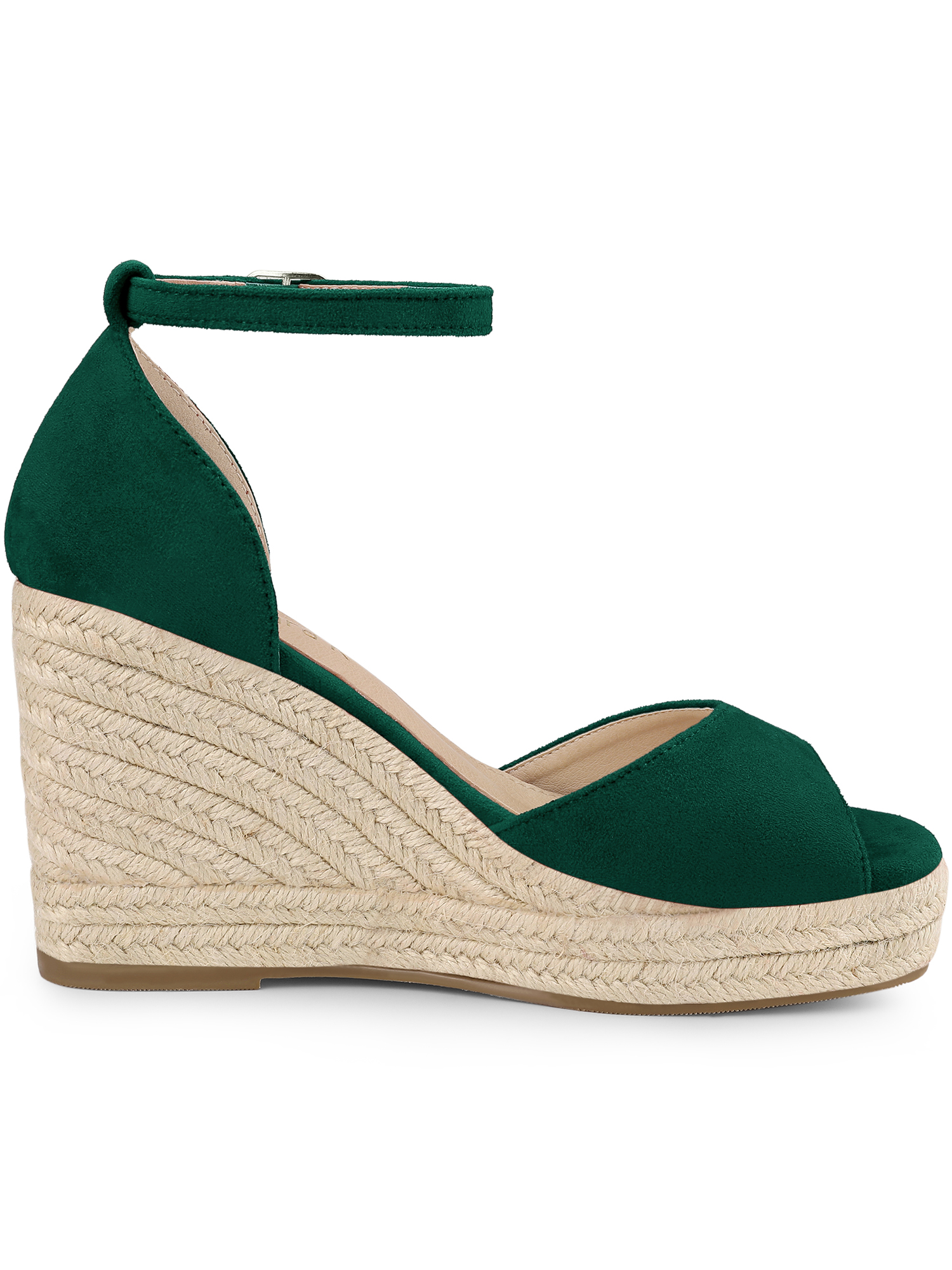 DARING DIVA Women's Espadrille Platform Ankle Strap Wedge Heel Sandals Green 7.5