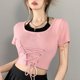 thumbnail image 3 of Camiseta con cordones, camisetas con cordones, tops erógenos, tops de manga corta, características líderes en su clase, 3 of 9