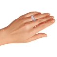 thumbnail image 5 of Art Deco Pink Simulated Tourmaline AAA Cubic Zirconia Half Eternity Channel Set Princess Cut CZ Dome 3 Row Wide Statement Wedding Band Ring for Women .925 Sterling Silver Comfort Fit 8MM, 5 of 5