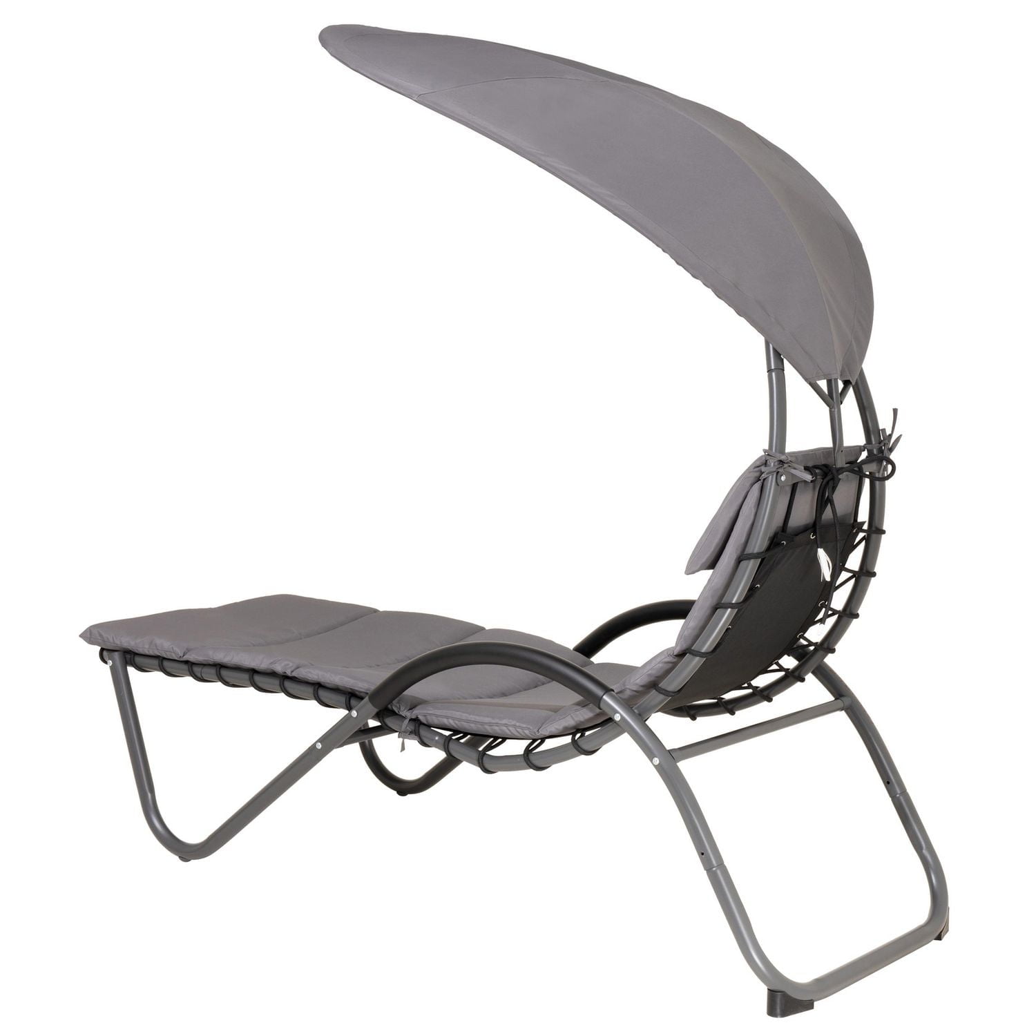 Deko Living Chaise longue d'extérieur rembourrée avec auvent et oreiller appui-tête