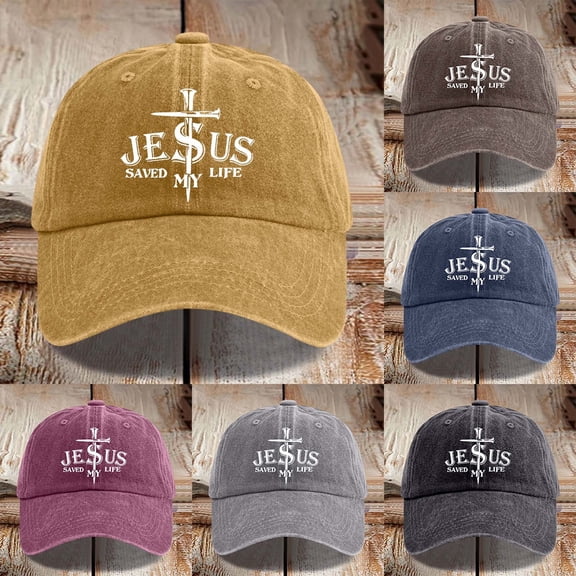 Unisex Washed Cotton Baseball Cap for Men Women with Jesus Cross Print Summer Sports Hat Coffee