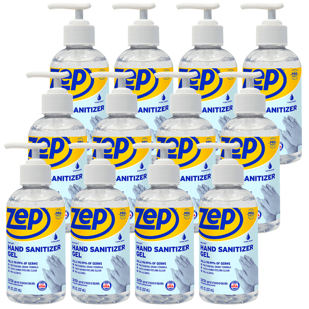 Zep Instant Hand Sanitizer Gel 70 Alcohol 8 oz. Case of 12 Backed by
