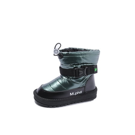 

Boys Girls Toddler Snow Boots Anti-Skid Wear-Resistant Plush Warm Slip On Children s Cotton Shoes