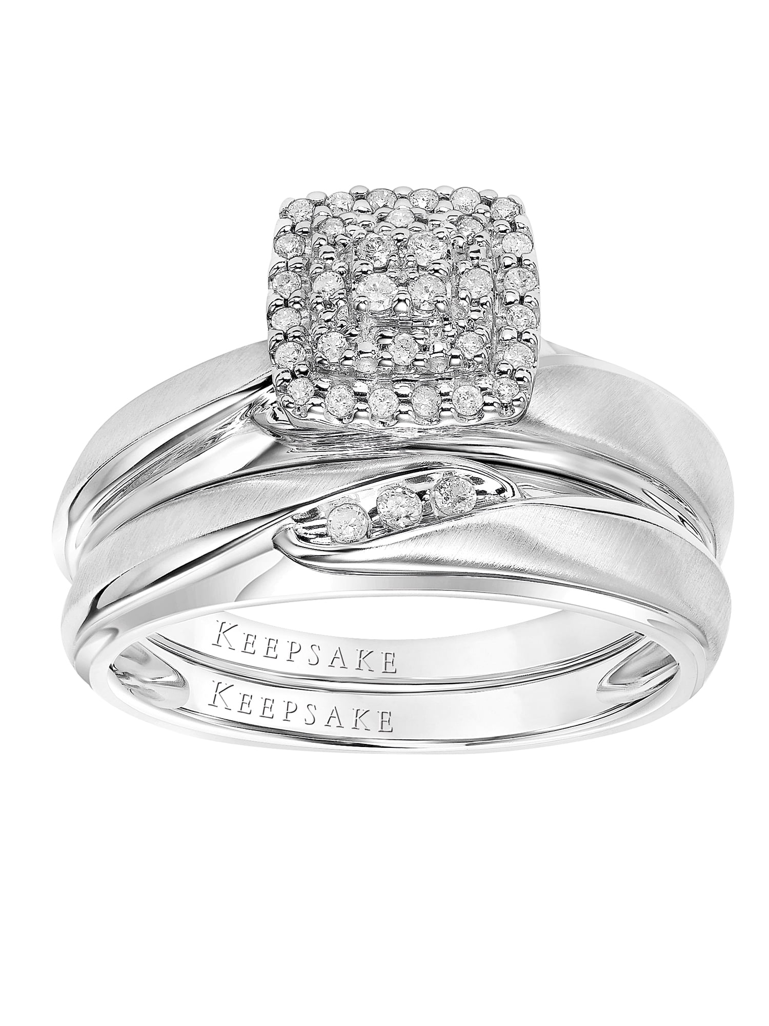 Keepsake 1/5ct T.W. Diamond "Pasadena" Bridal Trio Set, 10K White Gold, 3-Piece