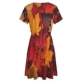 thumbnail image 5 of Autumn Leaves Women's Dress Short Sleeve Summer Sundress Summer Women Clothes, 5 of 7