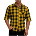 thumbnail image 3 of Xcmzpl Mens Short Sleeve Plaid Shirts Lapel Collar Button Down Pocket Tops Classic Fit Loose Fit Casual Everyday Tee, 3 of 9