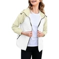 thumbnail image 5 of Light Rain Jacket For Women Color-Block Casual Hooded Zip-Up Long-Sleeve Jacket Water-Repellent Windproof Water Repellent Coat for Travel & More S-2XL, 5 of 9