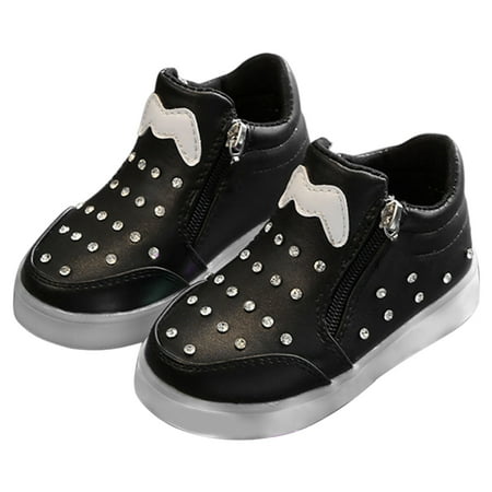 

B91xZ Sneakers for Girls Toddler Shoes Spring And Autumn Korean Version of Big Children S Sports Lighting Children S Shoes Children S Rhinestone Black Sizes 10.5 Little Kids