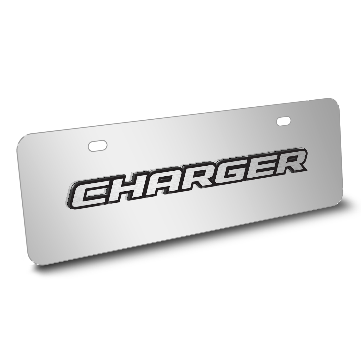 Dodge Charger 3D Logo on Chrome 12"x4" HalfSize Stainless Steel