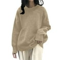 thumbnail image 4 of Women's Clothing Casual Long Sleeve Pullover Knit Sweaters Professional Office Outfit Petite Friendly Oversized Knit Pullover – Soft Slouchy Fall/Winter Sweater, 4 of 4