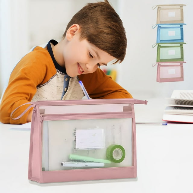 Yeciiwht File Organizer Double Layered Three-dimensional Subject File Storage Bag with Mesh Large Capacity Zipper Student Subject Bag Homework Paper Bag