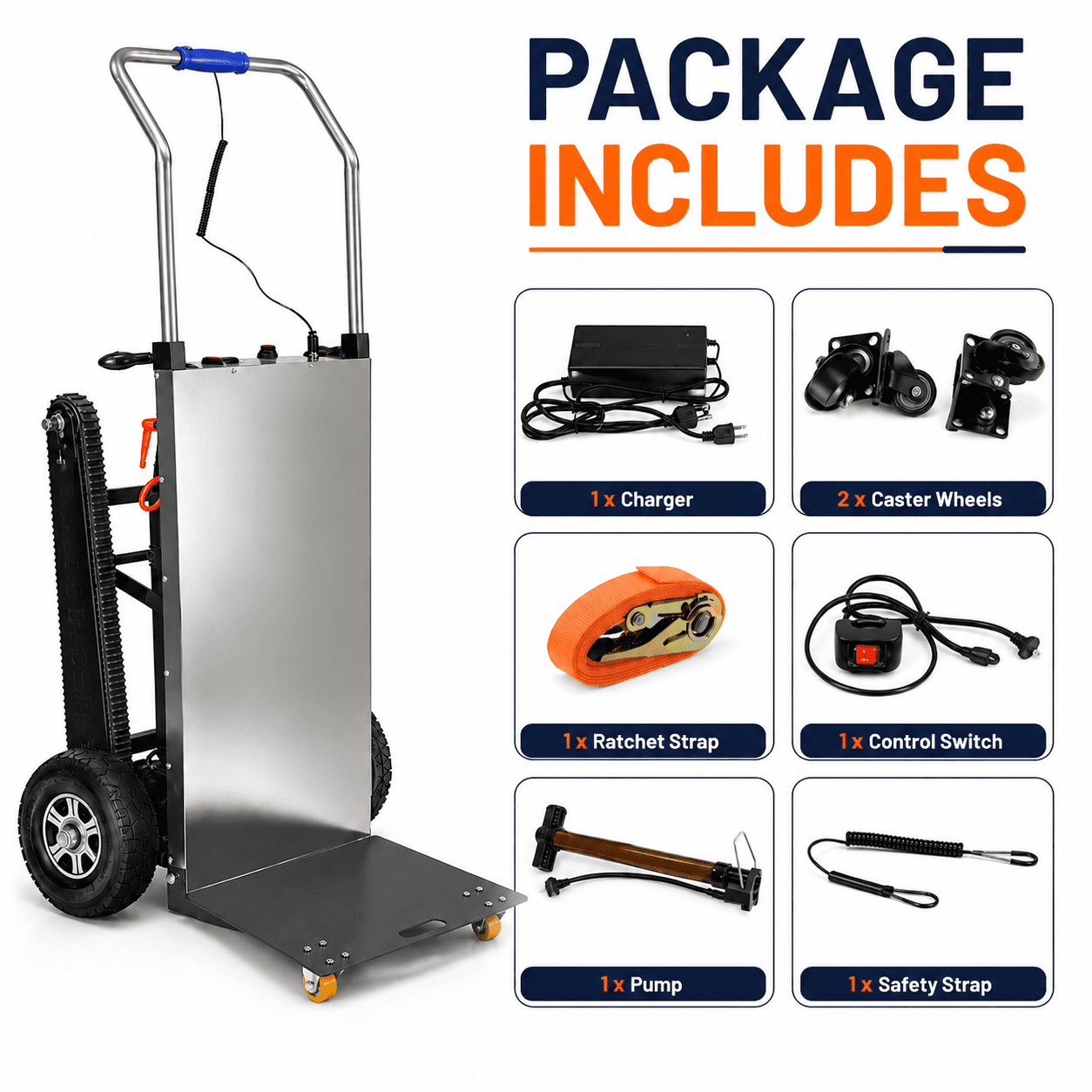 RXFSP 661 lb Capacity Electric Stair Climbing Hand Truck, Black
