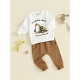 thumbnail image 4 of Elippeo Toddler Boy Fall Outfits Cartoon Excavator Letter Print Long Sleeve Sweatshirt and Solid Color Pants 2 Pcs Set  6 12 18 24 Months 3 Years, 4 of 9