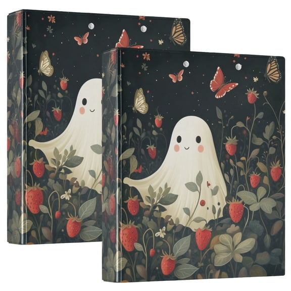 FORMRS 3 Ring Binder 1.5 inch with Pockets Set of 2 Clip Board 200 Sheets Capacity, Happy Ghost