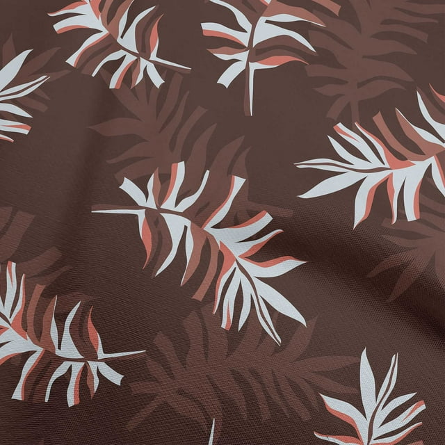 oneOone Silk Tabby Maroon Fabric Abstract Leaves Fabric For Sewing Printed Craft Fabric By The Yard 42 Inch Wide
