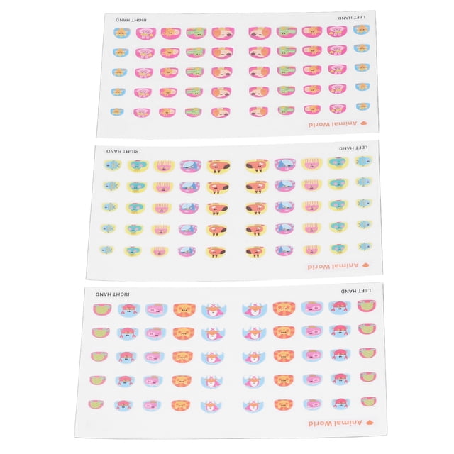 Lindas Pegatinas Para Uñas, Patrón De Animales Lindos, 3 Hojas, Impermeables, No Tóxicas, Sin Olor, Pegatinas Para Uñas Para Niños, 5 Tamaños Para Uñas De Bricolaje Para El