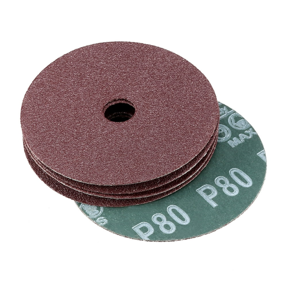 4Inch x 5/8Inch Aluminum Oxide Resin Fiber Discs, Center Hole 80 Grit