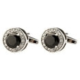 thumbnail image 1 of Gemelos de camisa con estilo, camisa de esmoquin de diamante redondo, tachuelas, trajes de de imitación, joyería, gemelos para hombre para cóctel, banquete, boda Negro Hugo Gemelos de camisa, 1 of 7