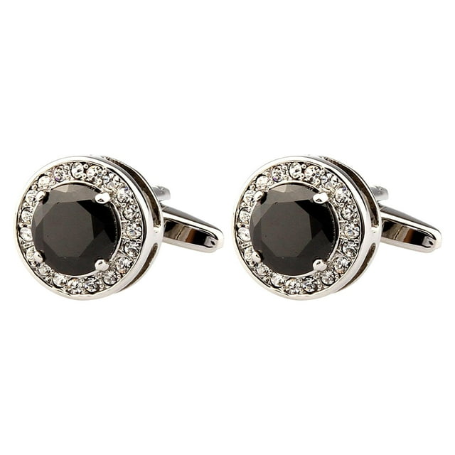 Gemelos de camisa con estilo, camisa de esmoquin de diamante redondo, tachuelas, trajes de de imitación, joyería, gemelos para hombre para cóctel, banquete, boda Negro Hugo Gemelos de camisa