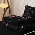 thumbnail image 5 of Erosebridal Abstract Metallic Zipper Full Size Comforter Sets with Fitted Sheet and 2 Pillowcases,D Modern Geometric Checkered Zipper Bedding Set For Boys,Black Reversible,4pcs, 5 of 7