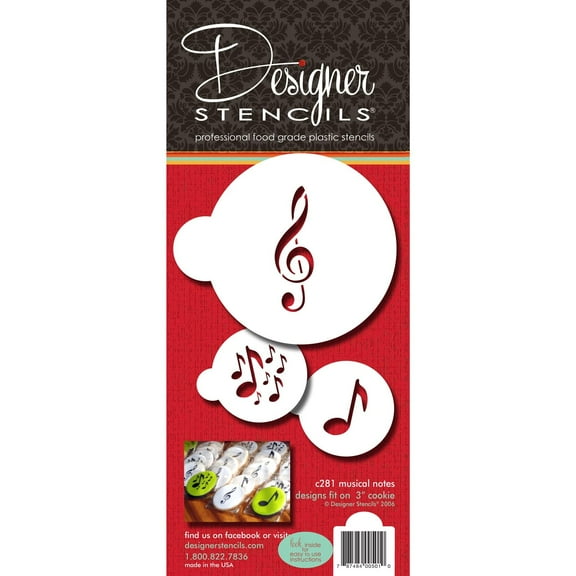 Designer Stencils C281 Musical Cookies Stencils, Beige/semi-transparent