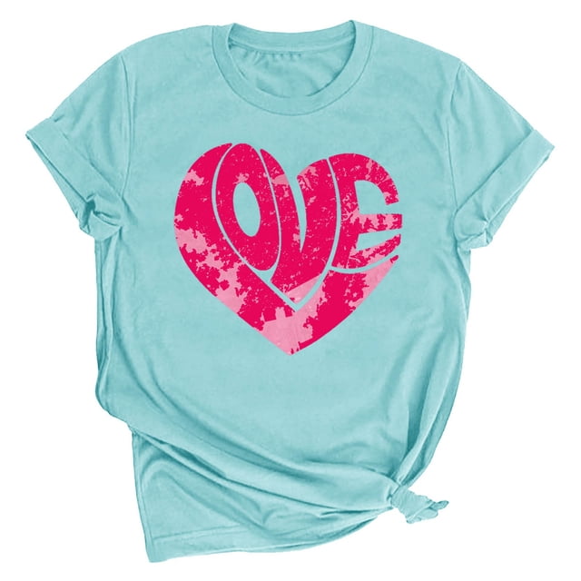 LSLJS T-shirt Imprimé Amoureux pour Femmes, Col Rond, Manches Courtes, Cadeaux pour Femmes