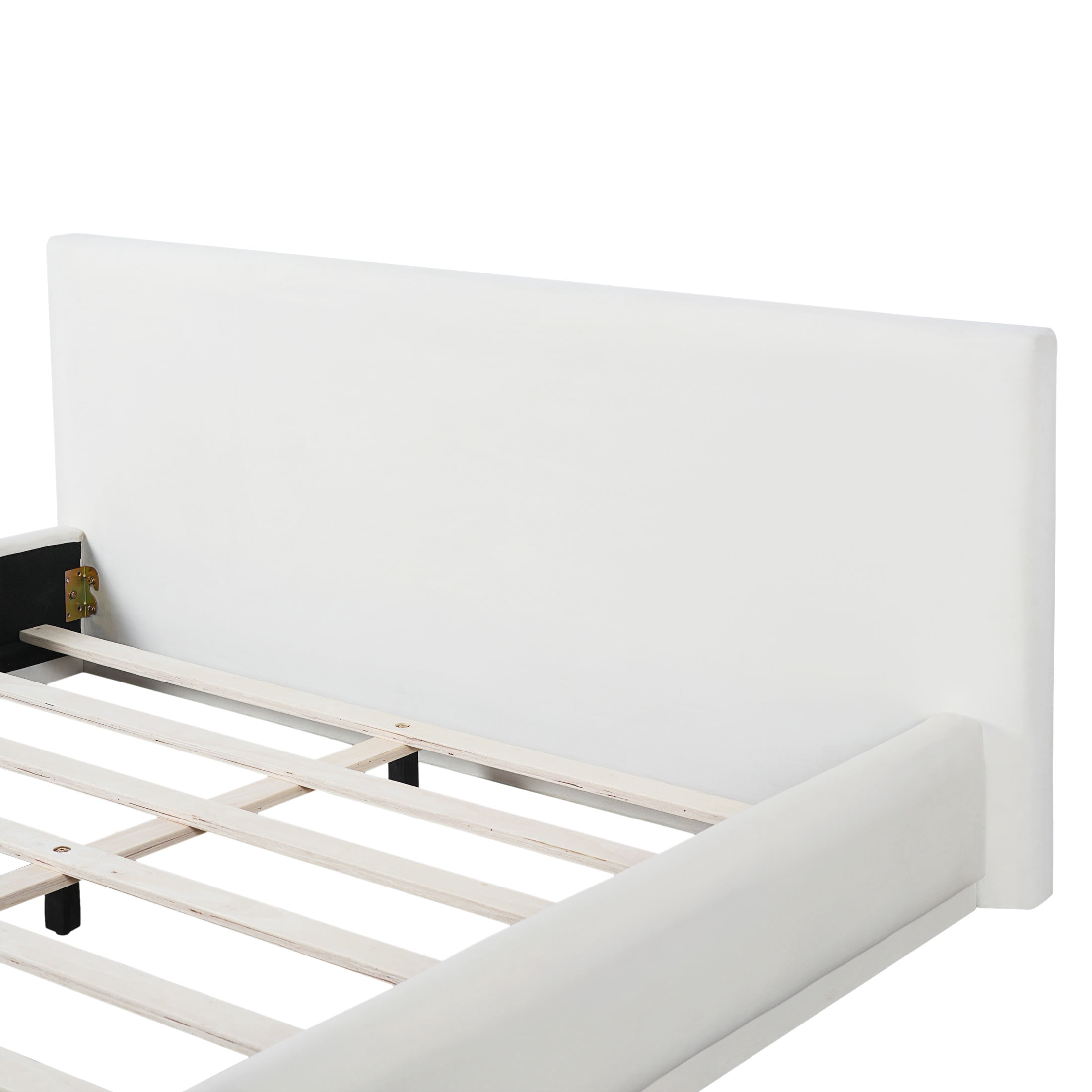 Christopher Knight Home Velvet Upholstered Queen
Bed, Solid Wood Platform Bed Frame, White