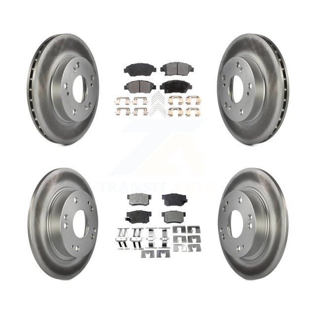 Transit Auto Front Rear Coated Disc Brake Rotors and Ceramic Pads Kit for Car Honda Civic KGT-100885