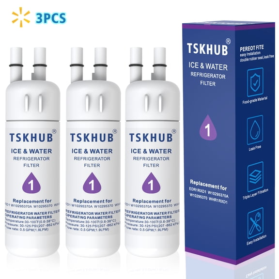EDR1RXD1 Water Filter 1 Compatible with W10295370A W10295370 EDR1RXD1B 9081 46-9081 46/9930 9930 P5WB2L P8RFWB2L P4RFWB P5WB12NL EDRD101G1W, 3-Pack