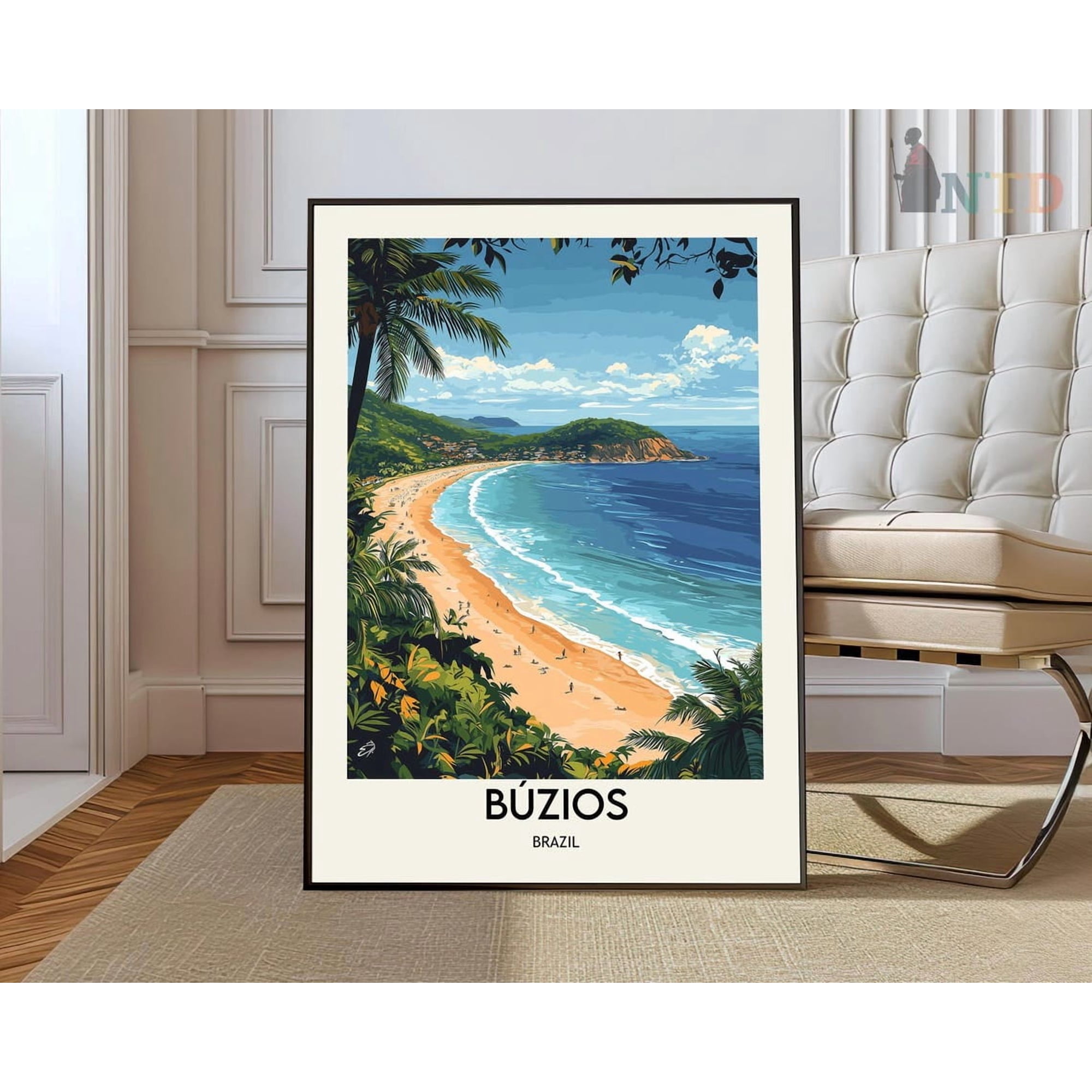 Buzios Brazil Poster, Tropical Coastal Town Wall Art
