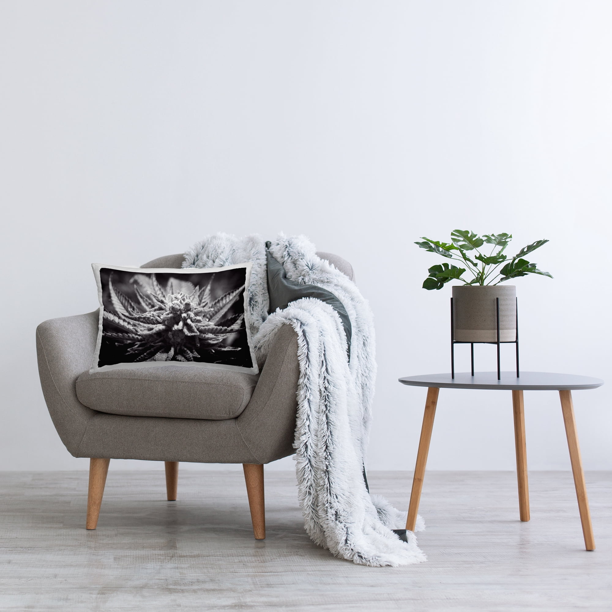 Stupell Industries Monochrome Cannabis Flower Decorative Printed Throw Pillow Design by LIH.