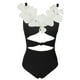 thumbnail image 2 of Gibobby Trajes de baño mujer una pieza Traje de baño de mujer Frente sobre trajes de baño Trajes de baño huecos Monokinis(Negro,CH), 2 of 5