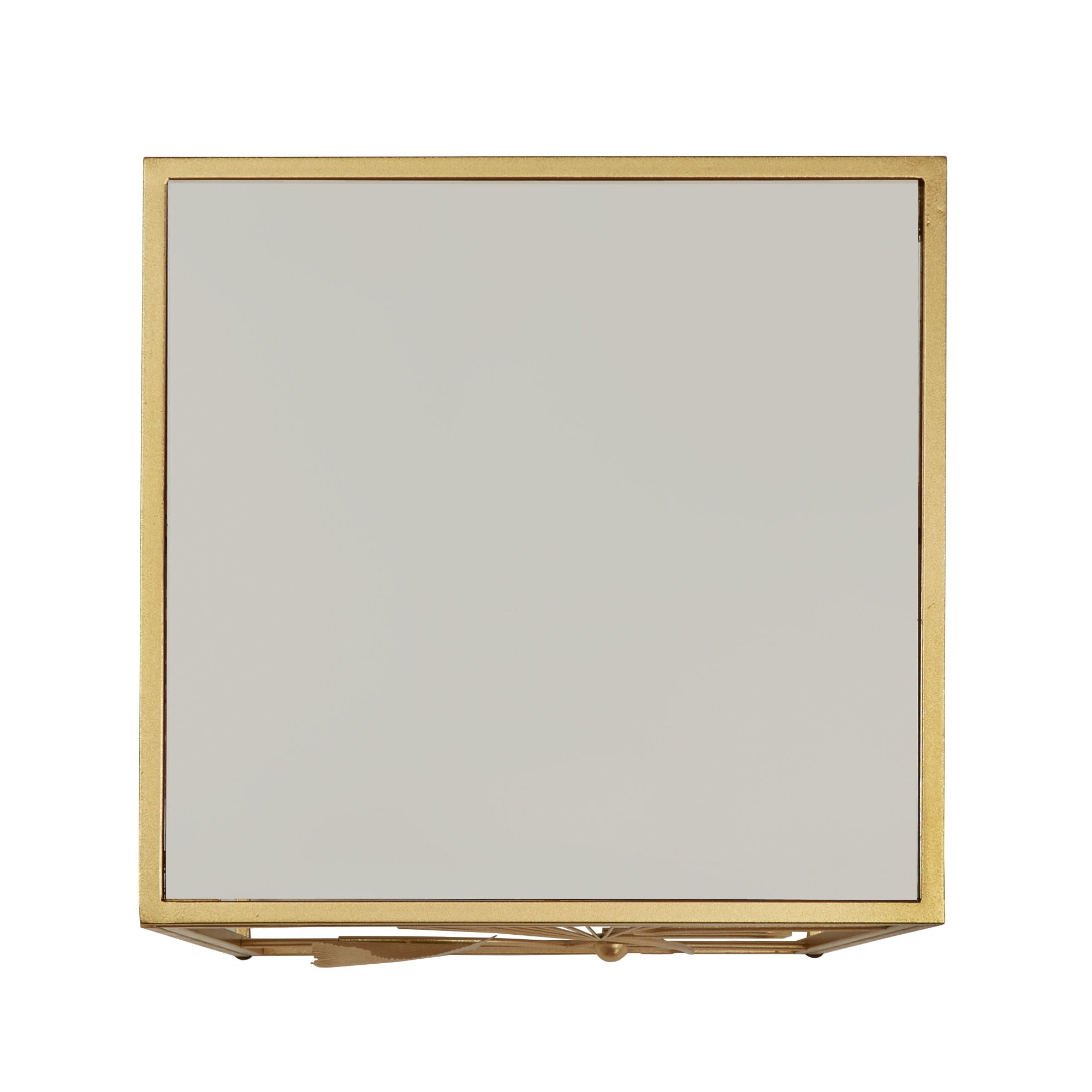 Weston Home Ditmas Gold Finish Peony and Ginkgo End Table with Mirror Top