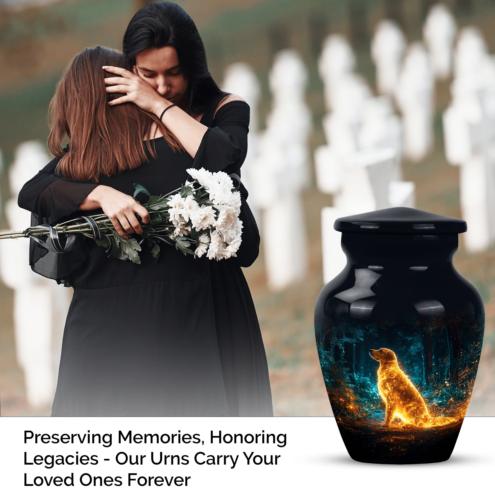 Dog Cremation Urns For Human Ashes Adult Female Small 3 Inch, Black Cremation Urns For Adult, Blue Urn Keepsake Human Ashes