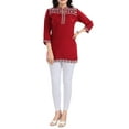 thumbnail image 4 of IshDeena Indian Kurtis for Women Indian Style Printed Embroidered Tunics Womens Tops Kurta (Extra Large, Red - 0622S1ID2), 4 of 6