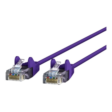 UPC: 0745883805921 | Belkin Slim – Patch cable – RJ-45 (M) to RJ-45 (M) – 12 ft – UTP – CAT 6 – molded  snagless – purple