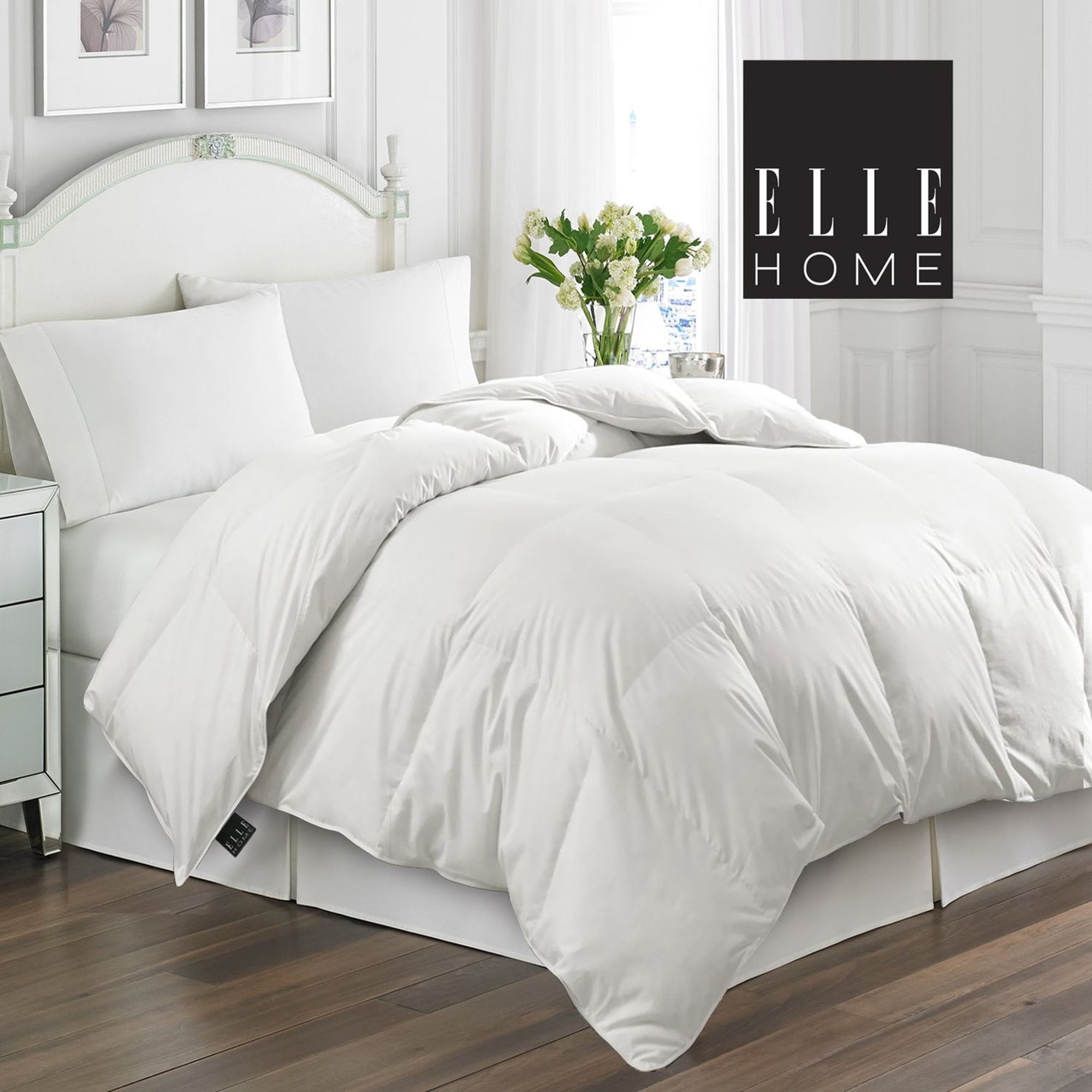 Blue Ridge Elle Home Micro Fiber Solid Cover Stitched White Feather And Down Comforter Full