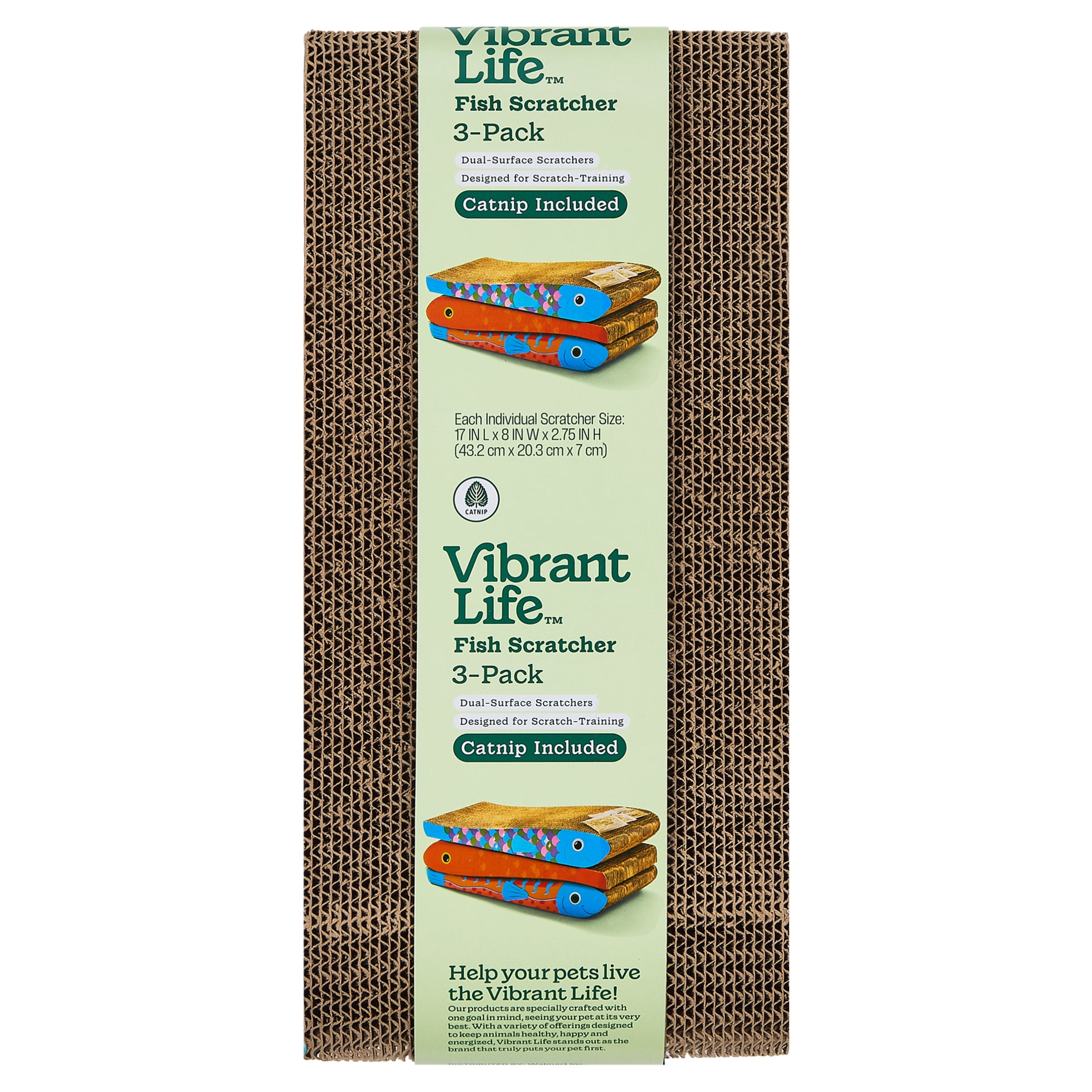 Vibrant Life Fish Cat Scratcher with Catnip, Multicolor, 3 Pack