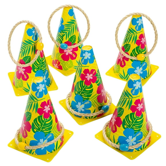 Fun Express 5 1/4" x 8" Luau Plastic Multicolor Cone Ring Toss Game