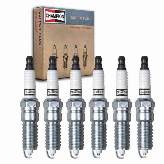 6 pc Champion 570 Copper Plus Spark Plugs for RE14MCC4 Ignition Wire Secondary Fits select: 2013-2015 CHEVROLET MALIBU, 2003-2008 DODGE RAM 1500